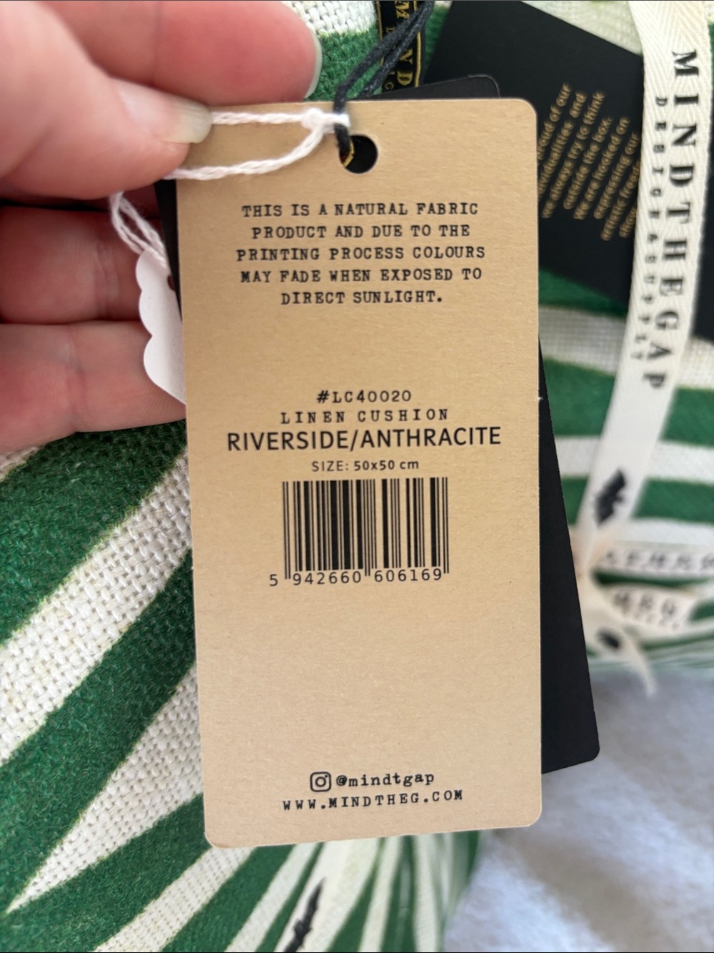 MINDTHEGAP Design & Supply Green & Cream Geometric Throw Pillow - Picture 6 of 7
